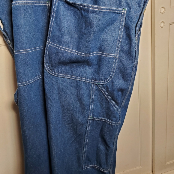 Liberty Overalls Mens 42x30 Womens XL Blue Denim Bib Carpenter Workwear Hipster - Picture 13 of 13